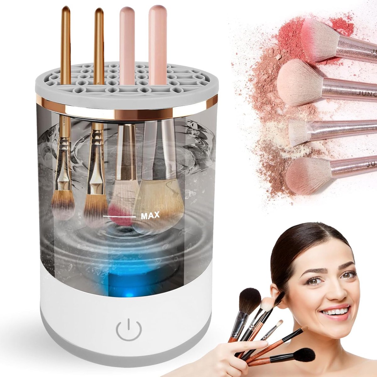 Electric makeup brush cleaner - A special device for thoroughly cleaning all types of brushes - Multifunctional beauty brush cleaner - A device for disinfecting and cleaning makeup brushes
