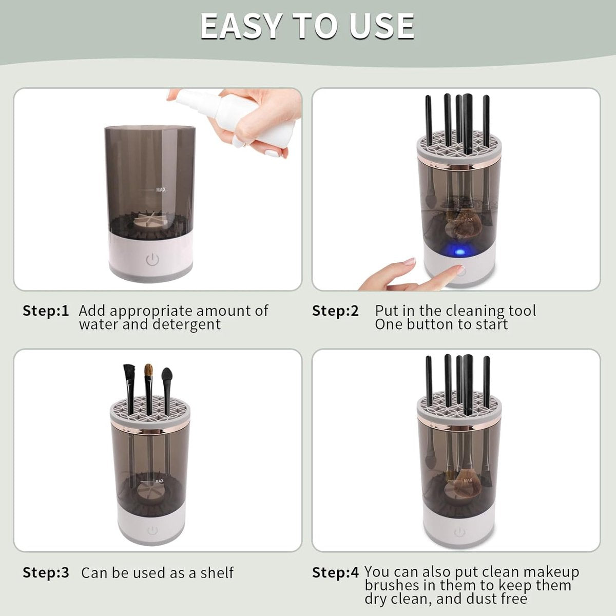 Electric makeup brush cleaner - A special device for thoroughly cleaning all types of brushes - Multifunctional beauty brush cleaner - A device for disinfecting and cleaning makeup brushes